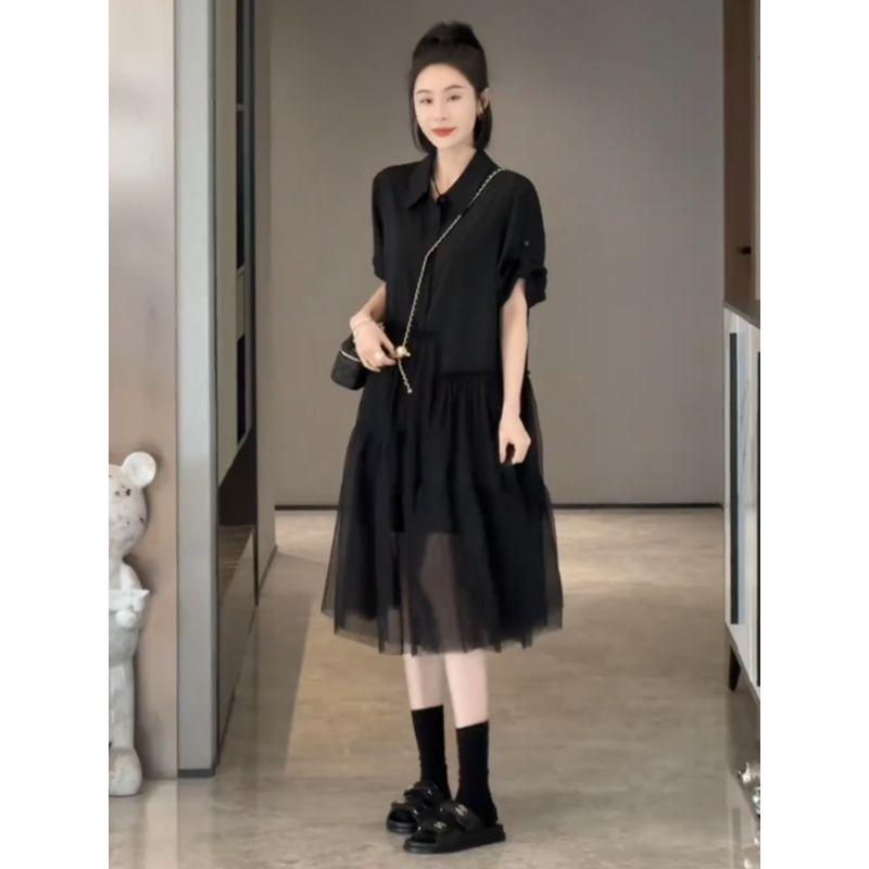 European Goods Fashion Patchwork Mesh Yarn False Two Pieces Dress Women s 2025 Summer Loose Western Style Slimming Large Hem Shirt Dress
European Goods Fashion Patchwork Mesh Yarn False Two Pieces Dress Women s 2025 Summer Loose Western Style Slimming Large Hem Shirt Dress
