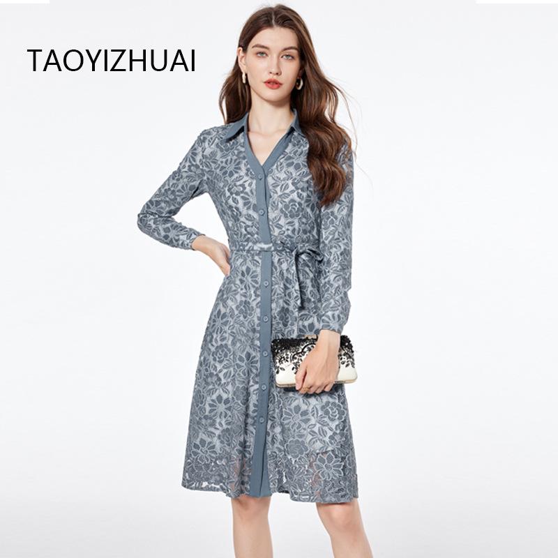 Plus Size Contrast Color Cardigan Dress with Floral Lace - Light Mature Style for Spring/Autumn XXXL синий
Plus Size Contrast Color Cardigan Dress with Floral Lace - Light Mature Style for Spring/Autumn XXXL синий