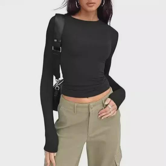 Cross-Border Women s European & American Fashion Autumn Round Neck Long Sleeve Slim Fit Crop Top Medium королівський синій колір
Cross-Border Women s European & American Fashion Autumn Round Neck Long Sleeve Slim Fit Crop Top Medium королівський синій колір