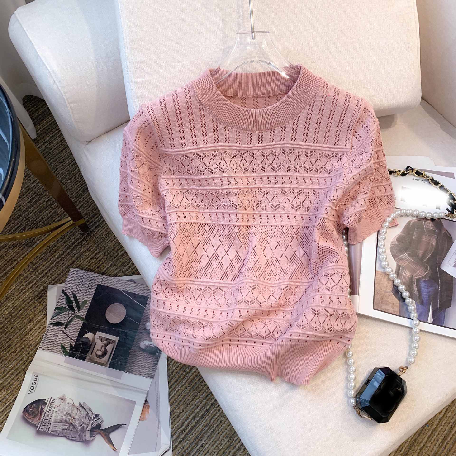 Women s Spring Summer Thin Hollow Out Crew Neck Pullover Sweater Versatile Short Sleeve Knitted Top S
Women s Spring Summer Thin Hollow Out Crew Neck Pullover Sweater Versatile Short Sleeve Knitted Top S