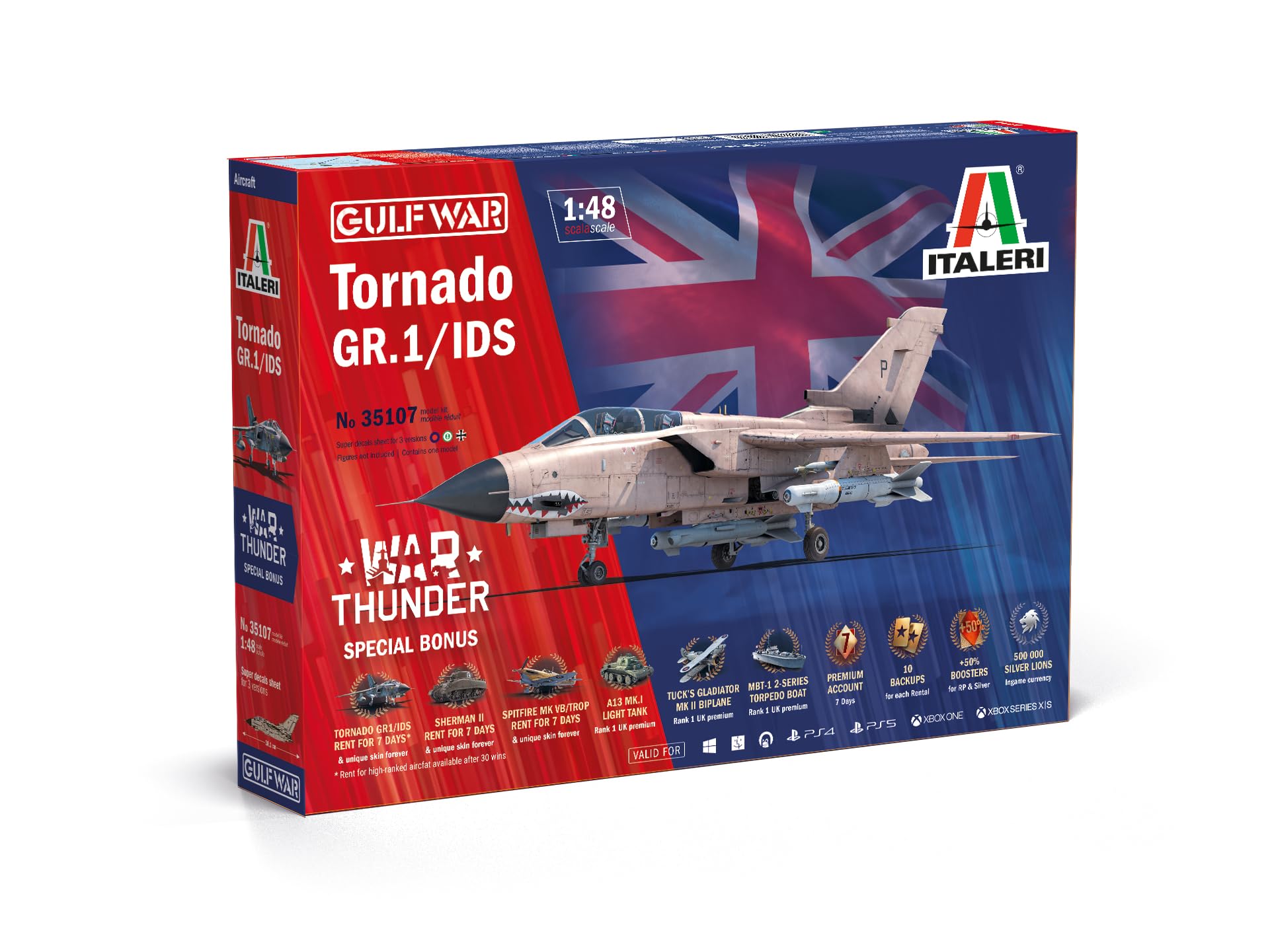 Italeri War Thunder Торнадо Война в Персидском заливе Пластиковая модель IT35107 1/48 GR.1/IDS (Самолет)
Italeri War Thunder Торнадо Война в Персидском заливе Пластиковая модель IT35107 1/48 GR.1/IDS (Самолет)