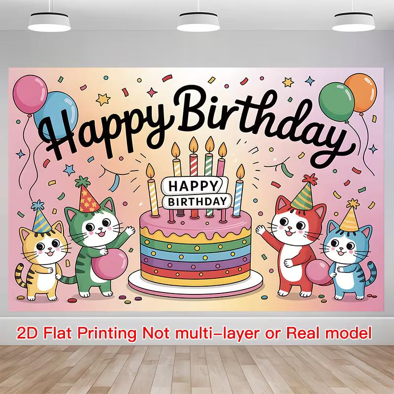 2D Pink Kitten Birthday Backdrop, 2D Flat Adorable Cats & Balloon Background for Cat Themed Party Decoration 47.2x31.5inch/120*80cm
2D Pink Kitten Birthday Backdrop, 2D Flat Adorable Cats & Balloon Background for Cat Themed Party Decoration 47.2x31.5inch/120*80cm
