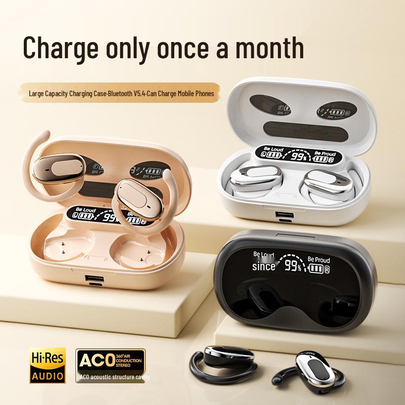 Long Battery Open-Ear Bluetooth Headset with Mobile Charging Capability. Skin Tone
Long Battery Open-Ear Bluetooth Headset with Mobile Charging Capability. Skin Tone