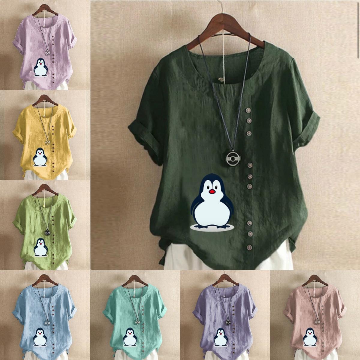 Women s Fashion Penguin Print Short Sleeve T-shirt Loose Cotton Shirt Casual Loose Summer Blouse Tops Plus Size 5XL зелений
Women s Fashion Penguin Print Short Sleeve T-shirt Loose Cotton Shirt Casual Loose Summer Blouse Tops Plus Size 5XL зелений