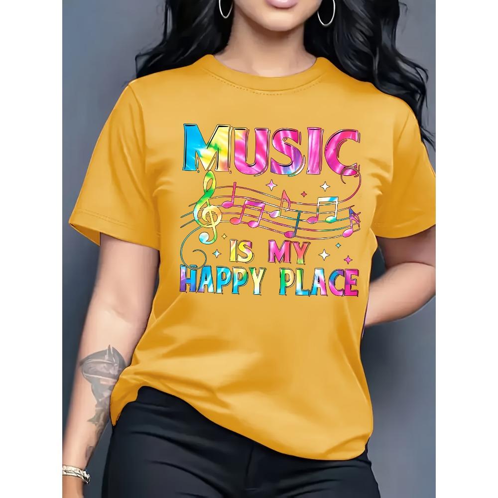 Women Cotton Short Sleeves T-shirts Music Is My Happy Place Women s Tee Colorful Music Note Graphic 3XL
Women Cotton Short Sleeves T-shirts Music Is My Happy Place Women s Tee Colorful Music Note Graphic 3XL