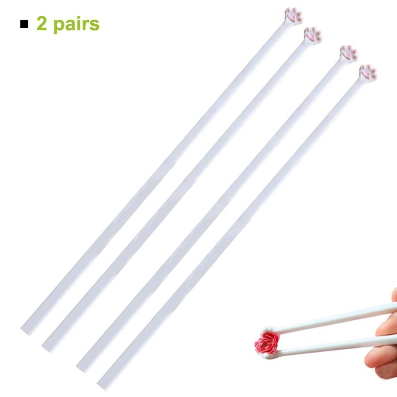 Палочки для еды в виде кошачьих лапок, милые розовые отпечатки лапок, многоразовые нескользящие палочки для еды, кухонные принадлежности, легкий зажим для еды, подарок для любителей кошек 2pairs