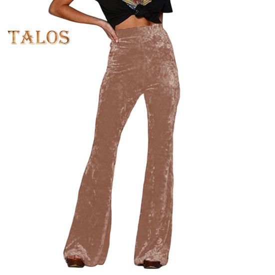 Женские расклешенные брюки, эластичные, с высокой талией, однотонные, широкие брюки, приподнятые до бедер, бархатные, рабочие брюки для отдыха, повседневная одежда XL темно-коричневого