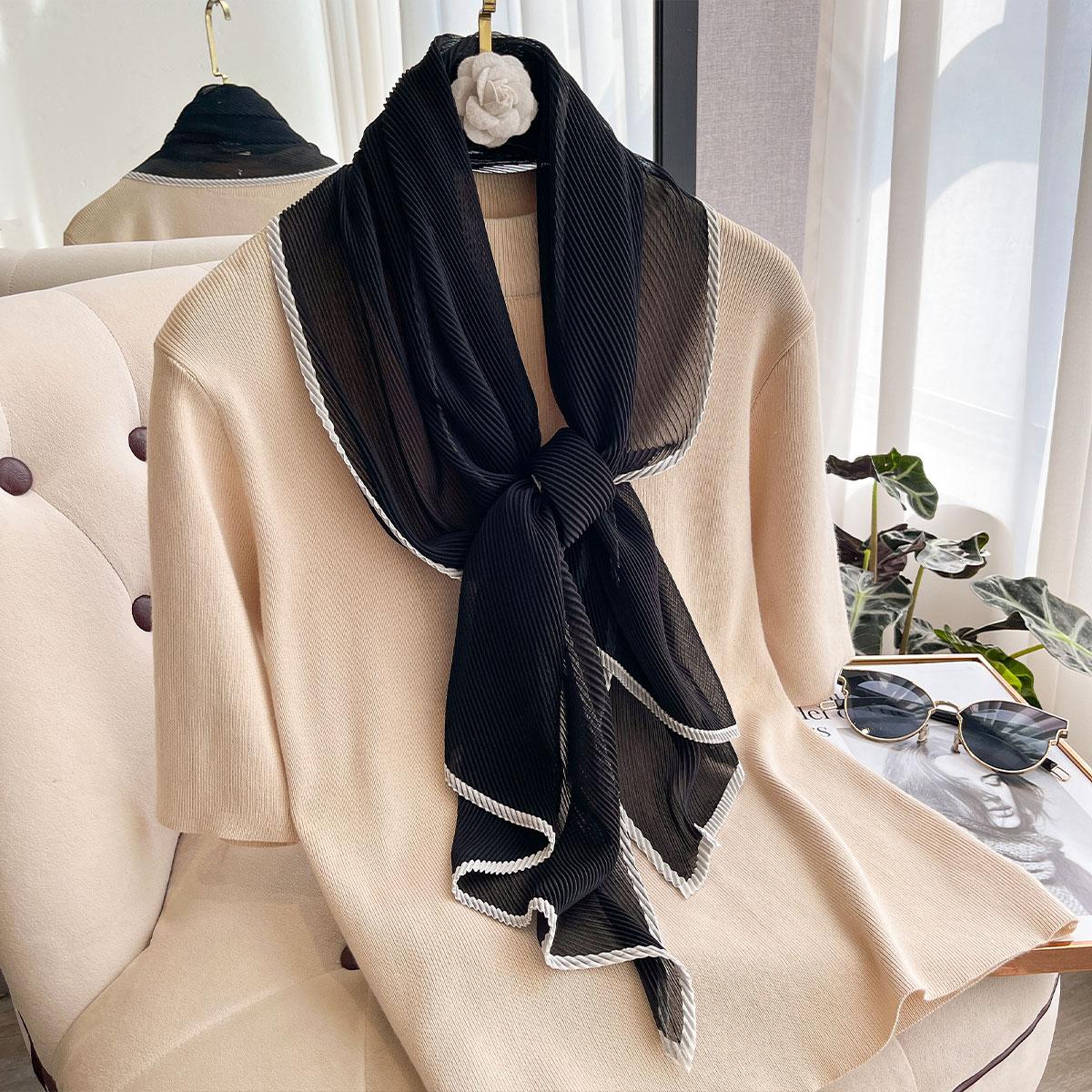 Women Pleated Satin Solid Scarf Headscarf Long Shawl Sun Protection Hair Tie Band Handkerchief Satin Foulard Scarves Decorative
Women Pleated Satin Solid Scarf Headscarf Long Shawl Sun Protection Hair Tie Band Handkerchief Satin Foulard Scarves Decorative