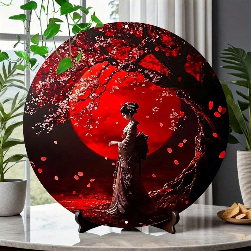 Vintage Japanese Geisha Metal Wall Art with Cherry Blossom Moon Pre Drilled for Home Office Decor Unique Gift 20x20
Vintage Japanese Geisha Metal Wall Art with Cherry Blossom Moon Pre Drilled for Home Office Decor Unique Gift 20x20