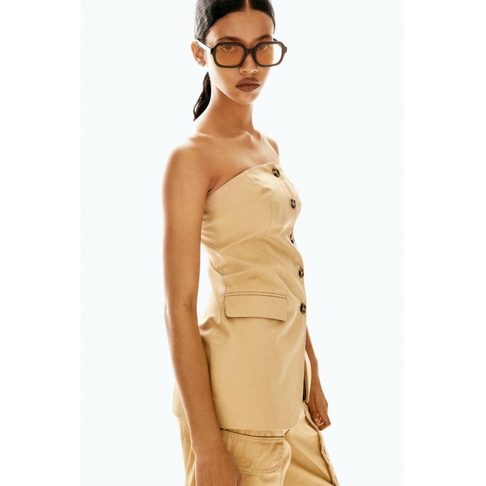 Топ без бретелек на пуговицах HM, бежевый
Топ без бретелек на пуговицах HM, бежевый