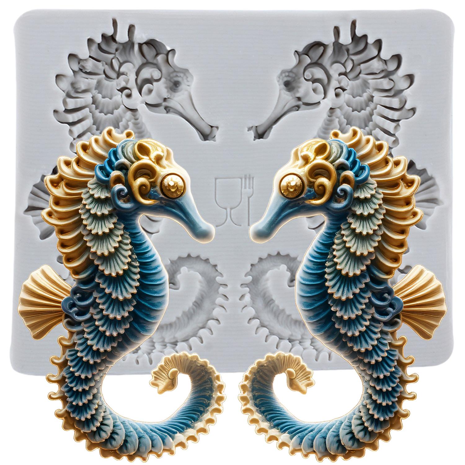 Силиконовая форма Морской конёк Формы для мастики Морской конёк Инструменты для украшения торта Топпер для кекса Конфета Сахарная мастика Мастика Полимерная глина серый