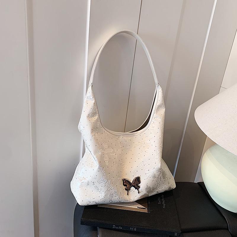 Вместительная сумка подмышку женская новая модная сумка через плечо с бантом портативная повседневная сумка-тоут для поездок белый