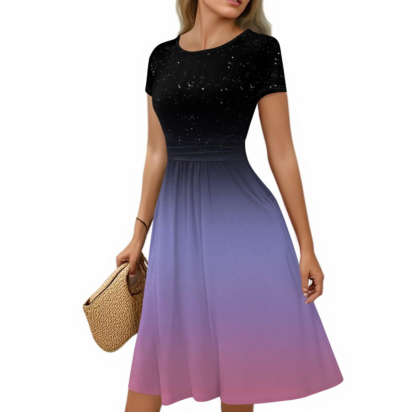 Женское повседневное модное платье миди с круглым вырезом, плиссированными короткими рукавами, градиентной А-силуэтной юбкой XL
Женское повседневное модное платье миди с круглым вырезом, плиссированными короткими рукавами, градиентной А-силуэтной юбкой XL