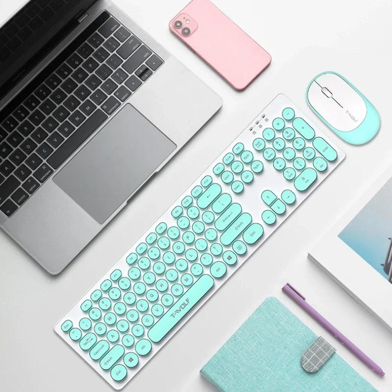 T-WOLF TF770 Wireless Keyboard and Mouse Set Vintage Punk Pink Female Office Keyboard and Mouse Mute Wireless Keyboard and Mouse
T-WOLF TF770 Wireless Keyboard and Mouse Set Vintage Punk Pink Female Office Keyboard and Mouse Mute Wireless Keyboard and Mouse