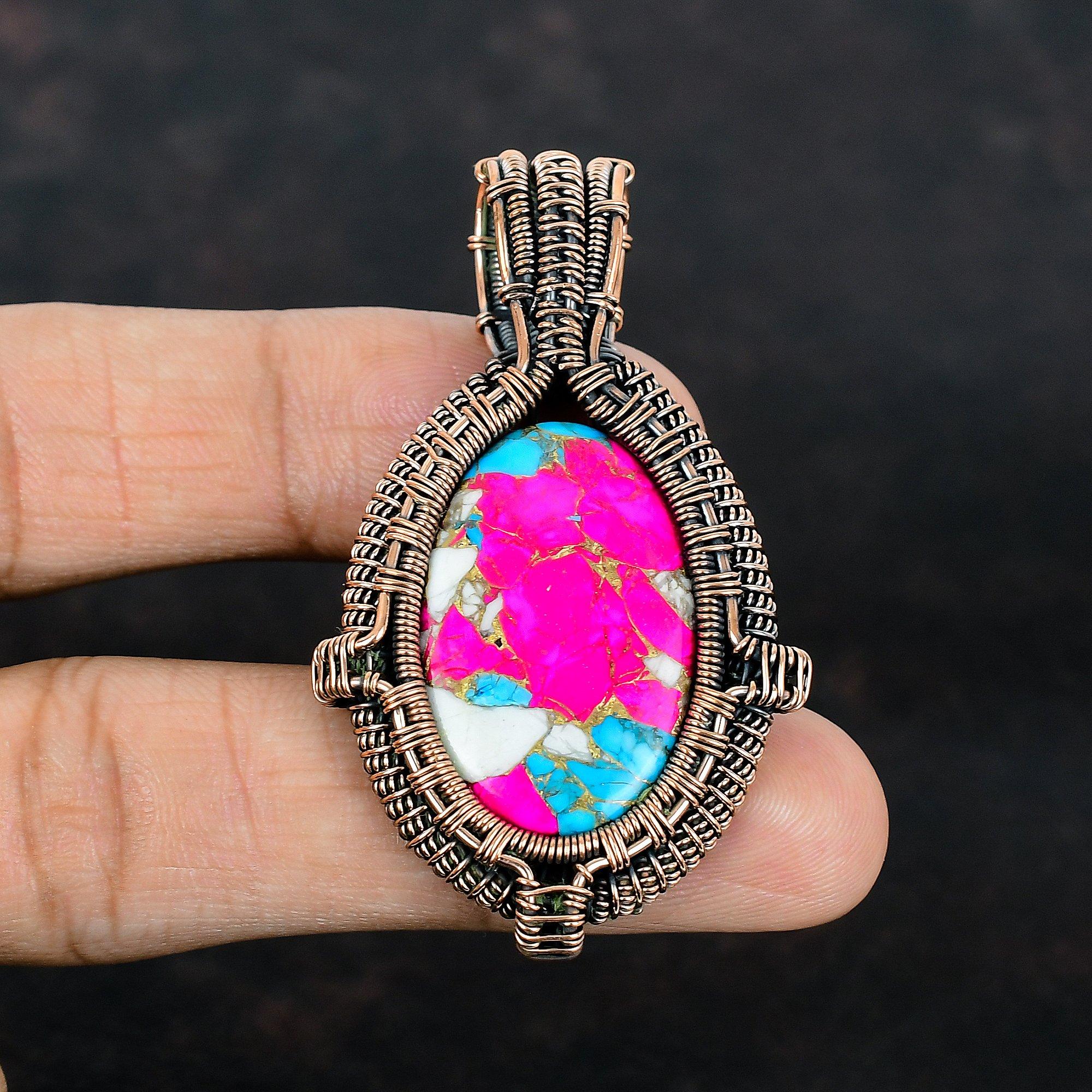 Cotton candy turquoise pendant copper wire wrapped pendant gemstone pendant copper jewelry gifts for wife handmade pendant designer jewelry
Cotton candy turquoise pendant copper wire wrapped pendant gemstone pendant copper jewelry gifts for wife handmade pendant designer jewelry
