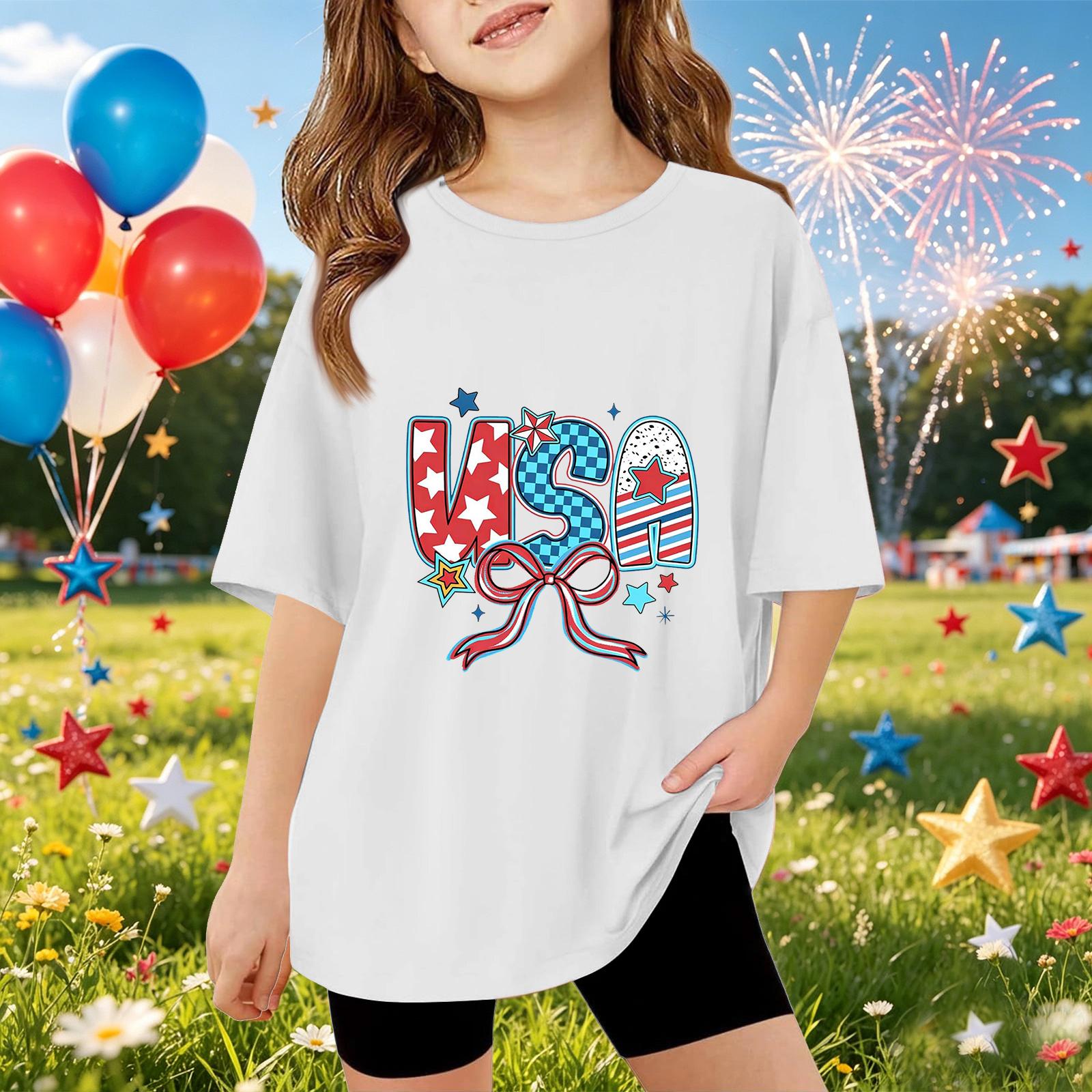 Kids Short Sleeve T-Shirt USA Graphic Print Top Independence Day Casual Summer Tee for Boys Girls 130 білий
Kids Short Sleeve T-Shirt USA Graphic Print Top Independence Day Casual Summer Tee for Boys Girls 130 білий