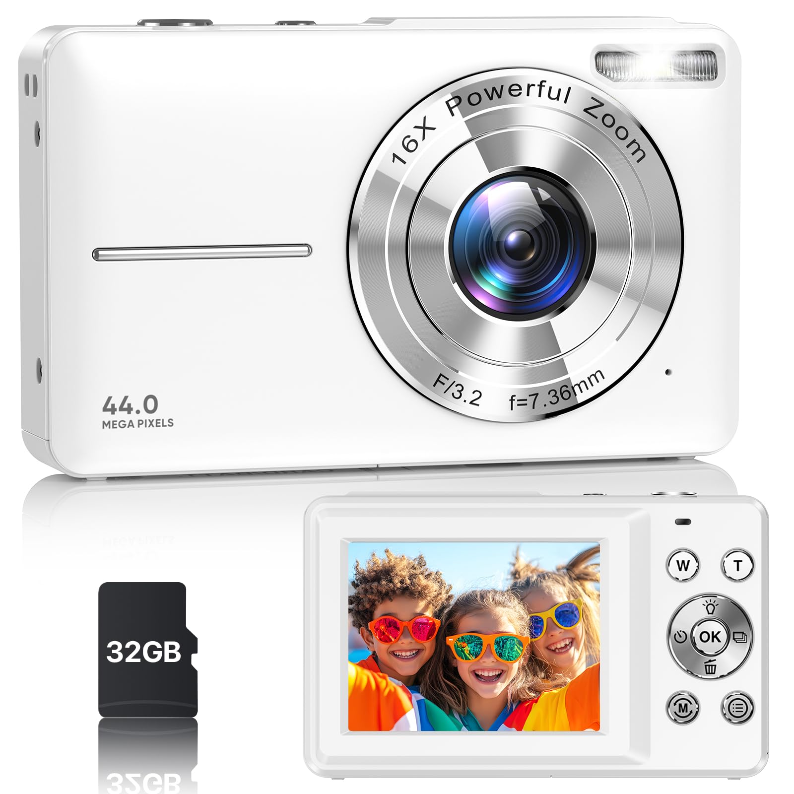 Digital Camera, Latest FHD 1080P Digital Camera for Teens with SD Card Anti Shake Point and Shoot Cameras Portable 16X Zoom Compact Small Cameras
Digital Camera, Latest FHD 1080P Digital Camera for Teens with SD Card Anti Shake Point and Shoot Cameras Portable 16X Zoom Compact Small Cameras