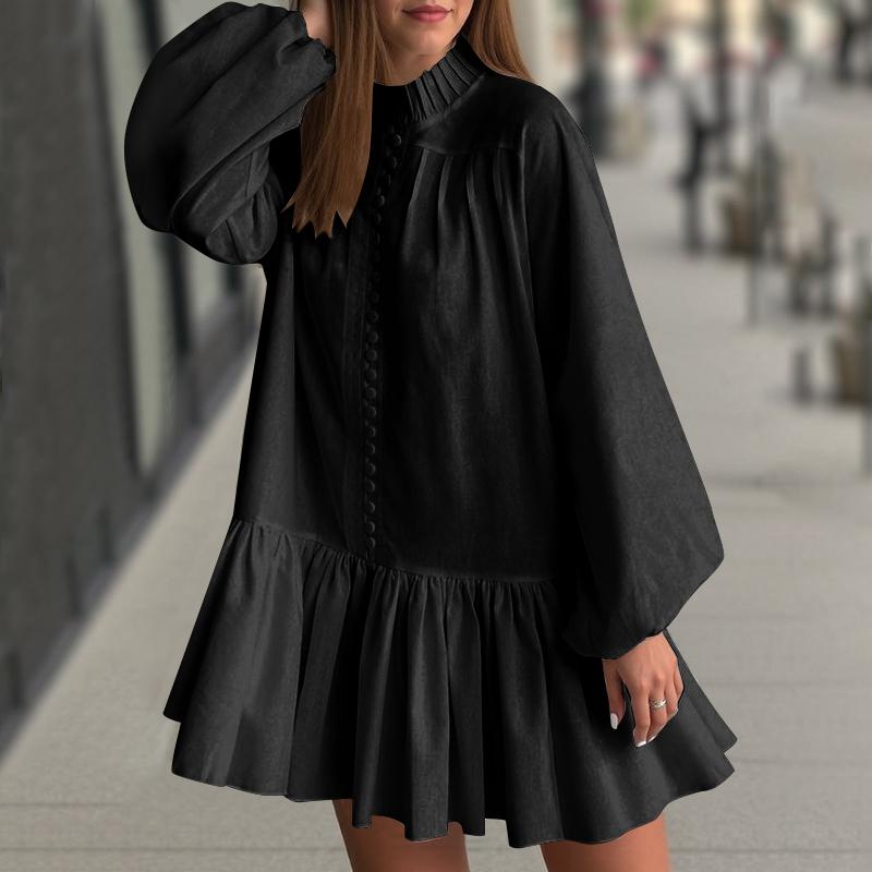 ZANZEA Женское повседневное свободное короткое платье с воротником-стойкой и длинным рукавом S чёрный
ZANZEA Женское повседневное свободное короткое платье с воротником-стойкой и длинным рукавом S чёрный