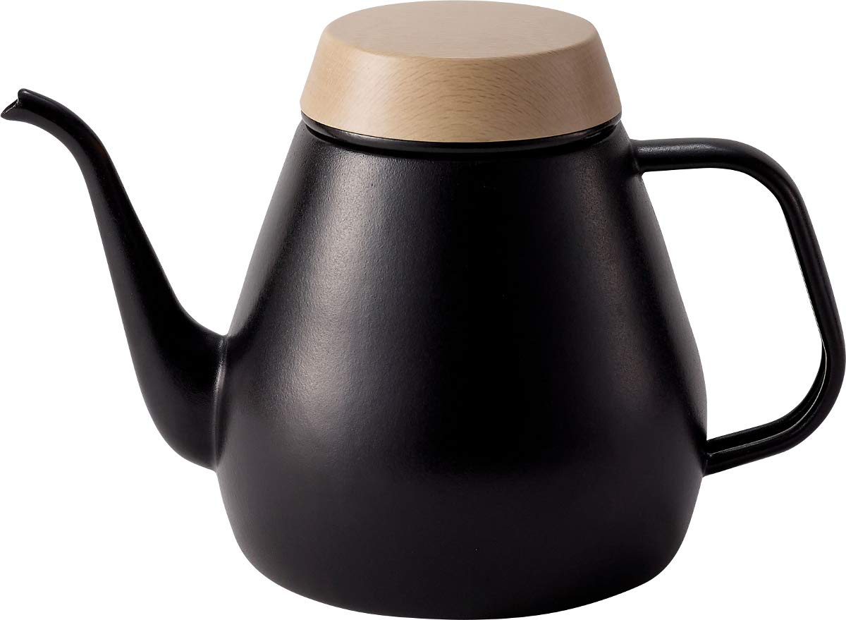 Ovject Camping Outdoor Made in Japan Coffee Drip Pot Kettle Enamel Open Fire IH Compatible Matte Black 1.8L 1.8L O-DK1800-MBK
