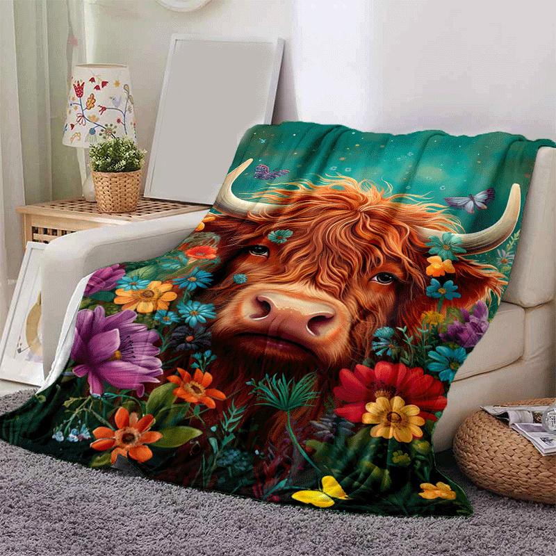 1pc Highland Cow Printing Lightweight Flannel Blanket, Comfortable and Warm Blanket, for Camping Sofa Bed and Couch Office, in All Seasons 130cmx150cm
1pc Highland Cow Printing Lightweight Flannel Blanket, Comfortable and Warm Blanket, for Camping Sofa Bed and Couch Office, in All Seasons 130cmx150cm