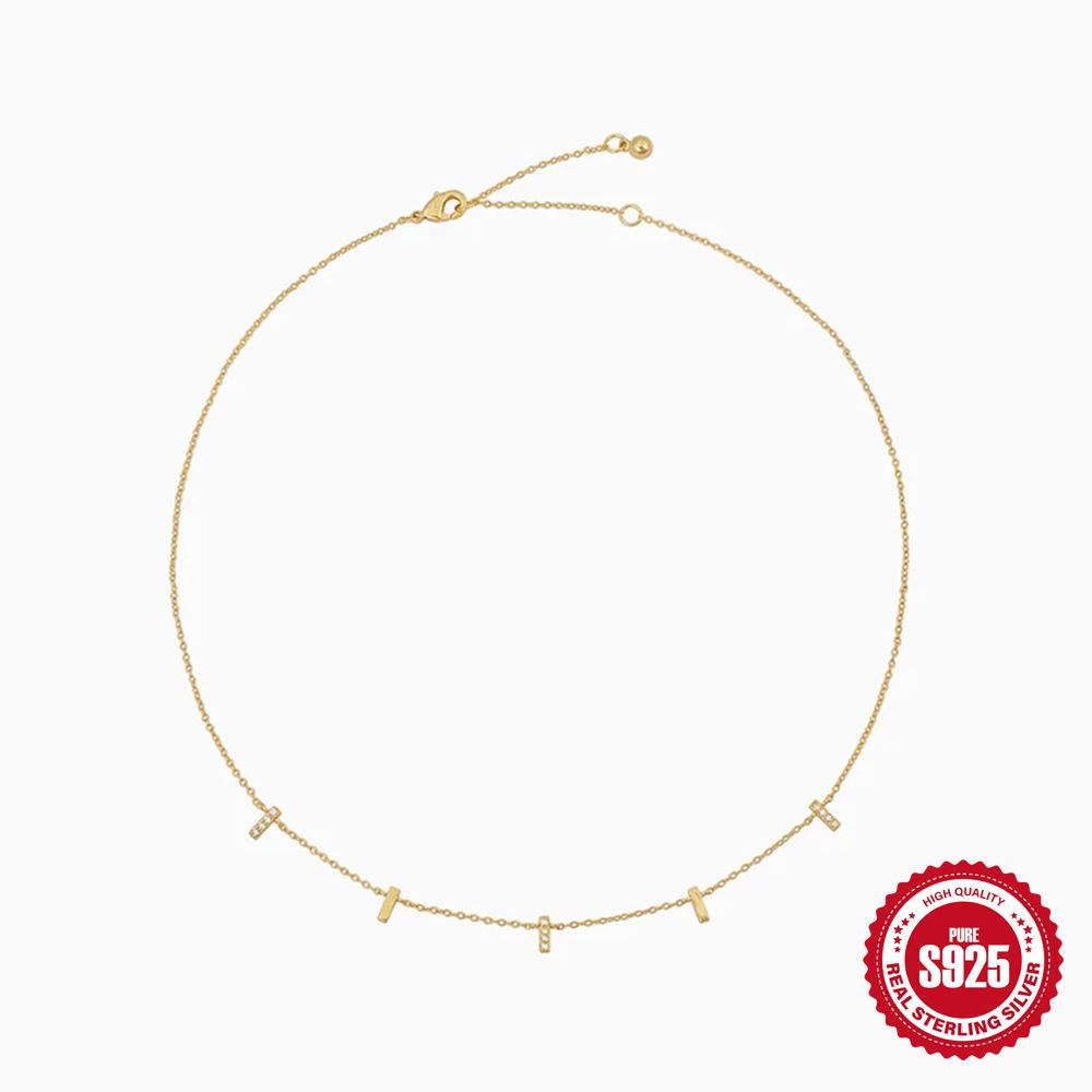 Stylish And Simple Style S925 Sterling Silver Straight Strip With Diamonds Stacked Wearing Women S Collarbone Necklace 925 silver золотий
Stylish And Simple Style S925 Sterling Silver Straight Strip With Diamonds Stacked Wearing Women S Collarbone Necklace 925 silver золотий