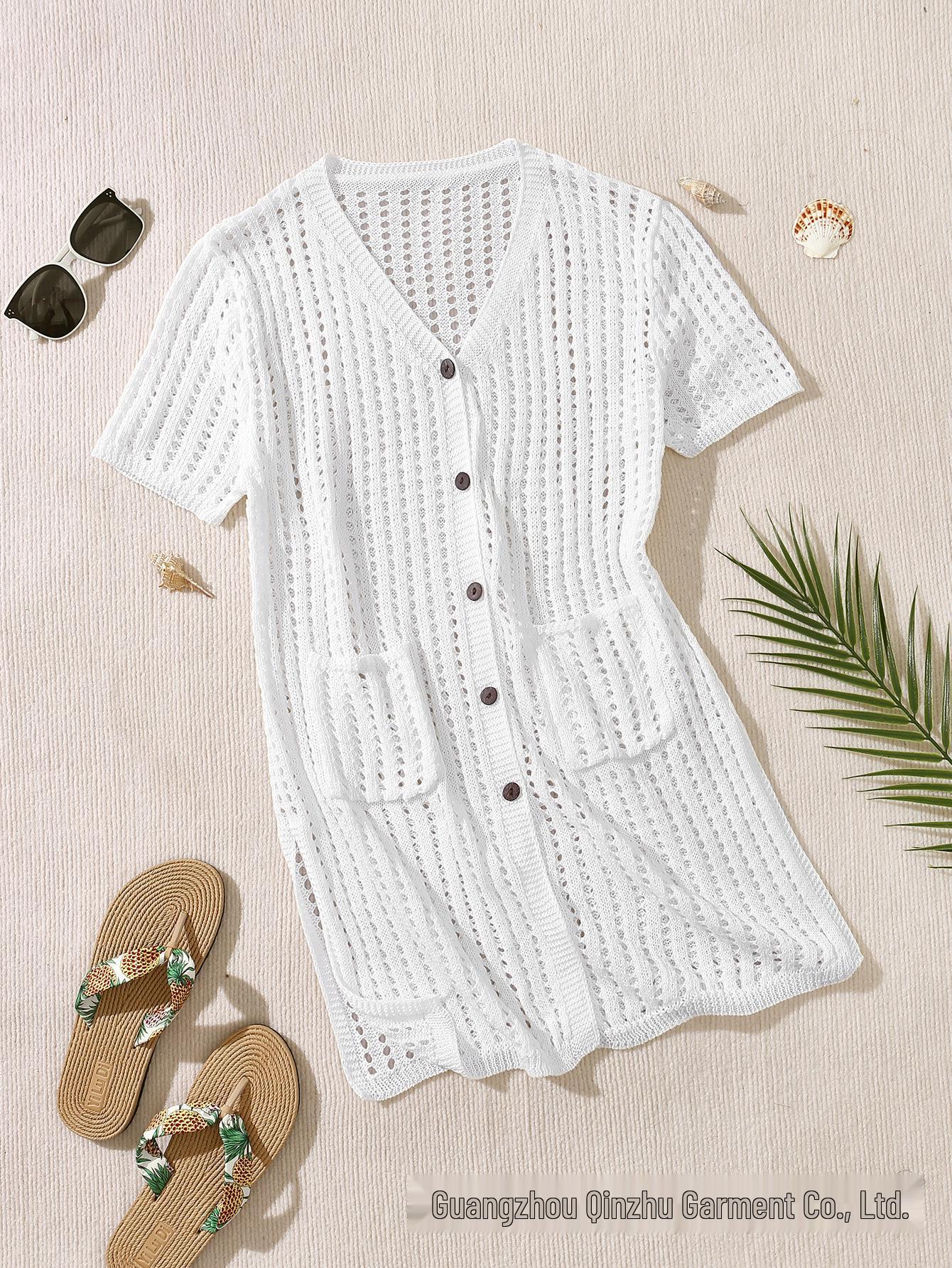 Европейский и американский однобортный ажурный кардиган с карманами, пляжная накидка Large белый
Европейский и американский однобортный ажурный кардиган с карманами, пляжная накидка Large белый