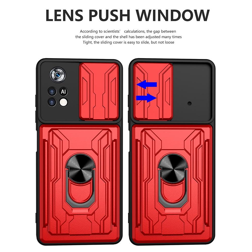 For Xiaomi Poco X4 Pro 5G Slide Camera Cover PC+TPU Card Holder Phone Case with Ring Kickstand Black
For Xiaomi Poco X4 Pro 5G Slide Camera Cover PC+TPU Card Holder Phone Case with Ring Kickstand Black