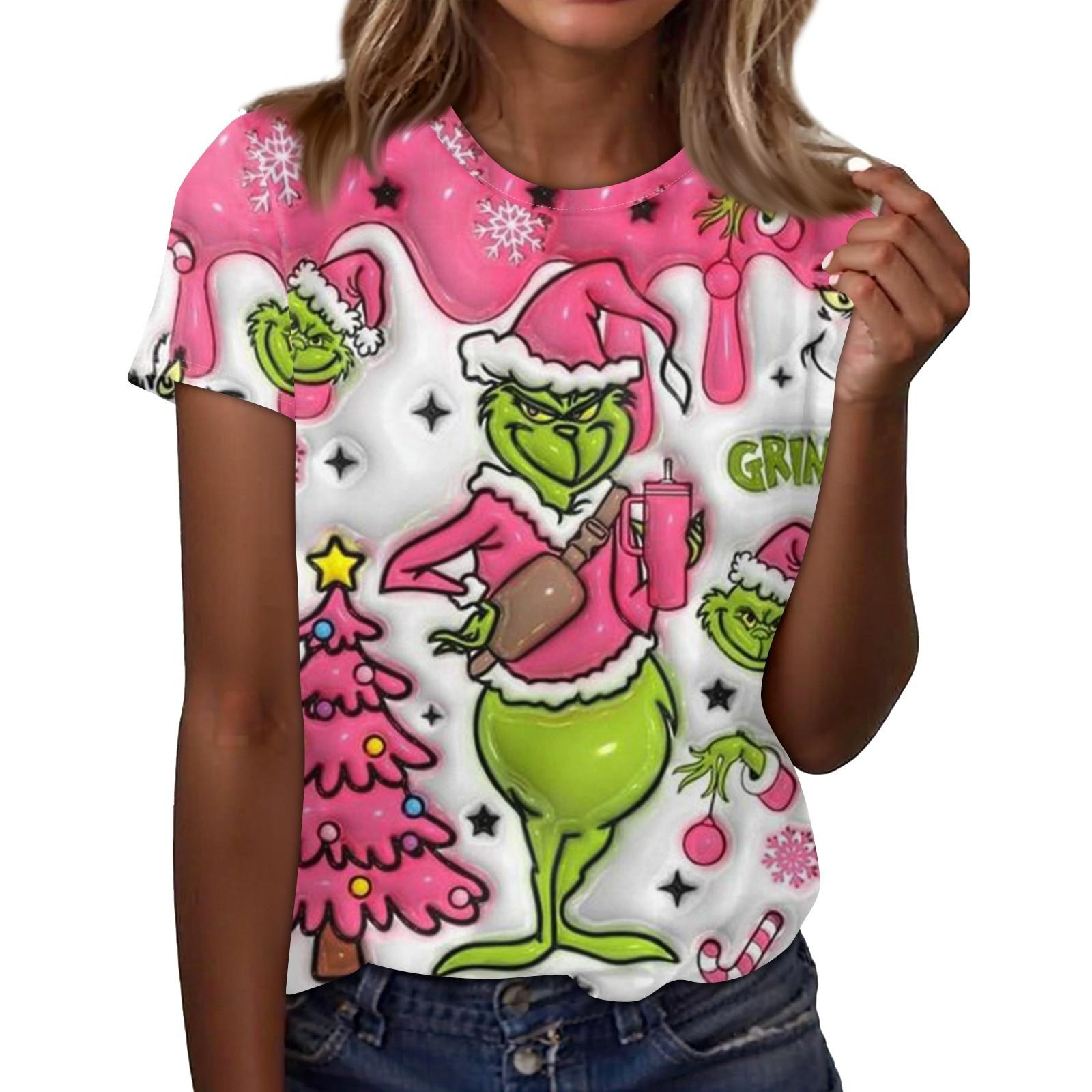 Women s Casual Christmas Printed Short Sleeved Loose Round Neck Pullover Top Top M рожевий
Women s Casual Christmas Printed Short Sleeved Loose Round Neck Pullover Top Top M рожевий