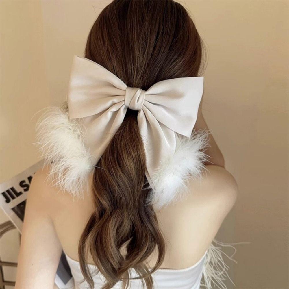 Headwear Bowknot Spring Clip Cloth Feather Hair Claw Sweet Bow Hair Clip Ponytail Holder
Headwear Bowknot Spring Clip Cloth Feather Hair Claw Sweet Bow Hair Clip Ponytail Holder