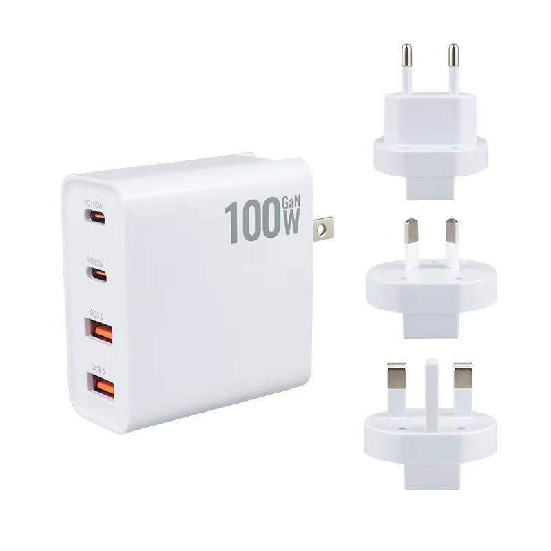 PD100W GaN 4-Port Charger: 2 USB-C & 2 USB Ports, AU/UK/US/EU Plugs 100W US adapter only білий
PD100W GaN 4-Port Charger: 2 USB-C & 2 USB Ports, AU/UK/US/EU Plugs 100W US adapter only білий