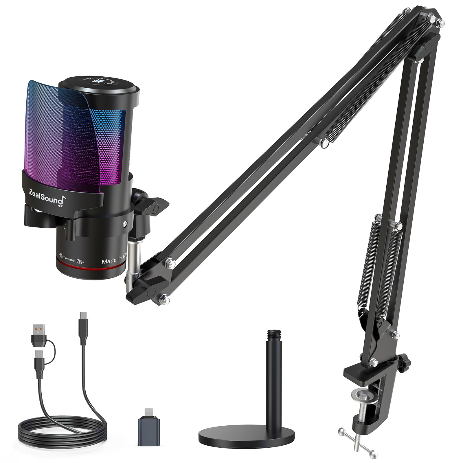 Zealsound USB Gaming Microphone Microphone Condenser Mic Mute Button Cardioid Directivity RGB Light Plug Play Computer Microphone Live Broadcasting
Zealsound USB Gaming Microphone Microphone Condenser Mic Mute Button Cardioid Directivity RGB Light Plug Play Computer Microphone Live Broadcasting