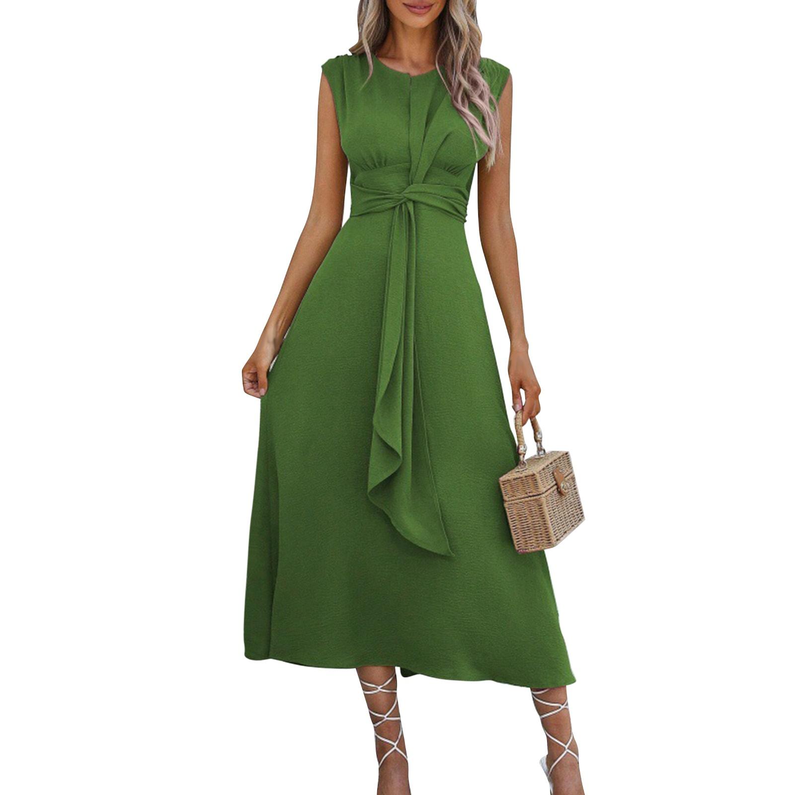 Женские модные платья однотонные с завязками на талии длинные платья без рукавов L армия зеленый
Женские модные платья однотонные с завязками на талии длинные платья без рукавов L армия зеленый