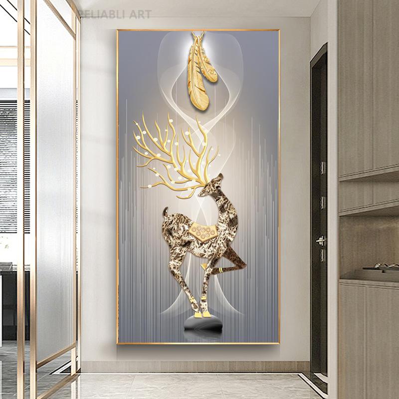 Новый китайский фэншуй золотой олень холст картина абстрактные дзен каменные постеры и принты современное роскошное настенное искусство для декора крыльца 70x140cm Unframed
Новый китайский фэншуй золотой олень холст картина абстрактные дзен каменные постеры и принты современное роскошное настенное искусство для декора крыльца 70x140cm Unframed