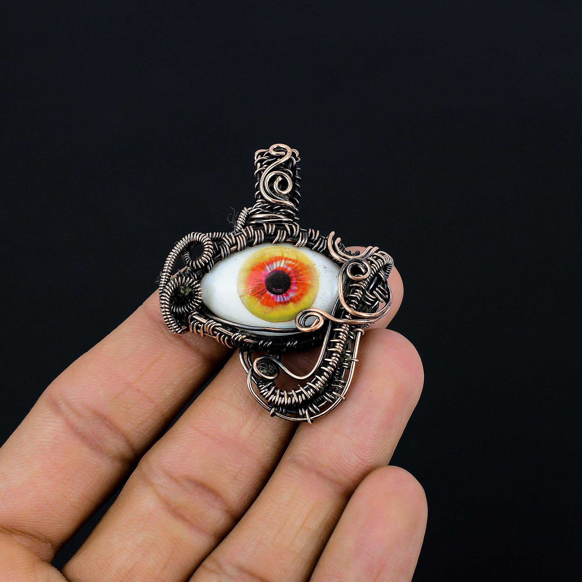 Подвеска «Сглаз», Ювелирное изделие из драгоценного камня, обернутое медной проволокой 999 пробы, Подвеска ручной работы, На День матери 2.55 Inches