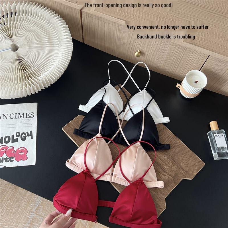 Satin French Triangle Cup Push-Up Bra Set for Women - Small Chest, Front Closure, Thin Back Smoothing, Sexy Straps. M
Satin French Triangle Cup Push-Up Bra Set for Women - Small Chest, Front Closure, Thin Back Smoothing, Sexy Straps. M