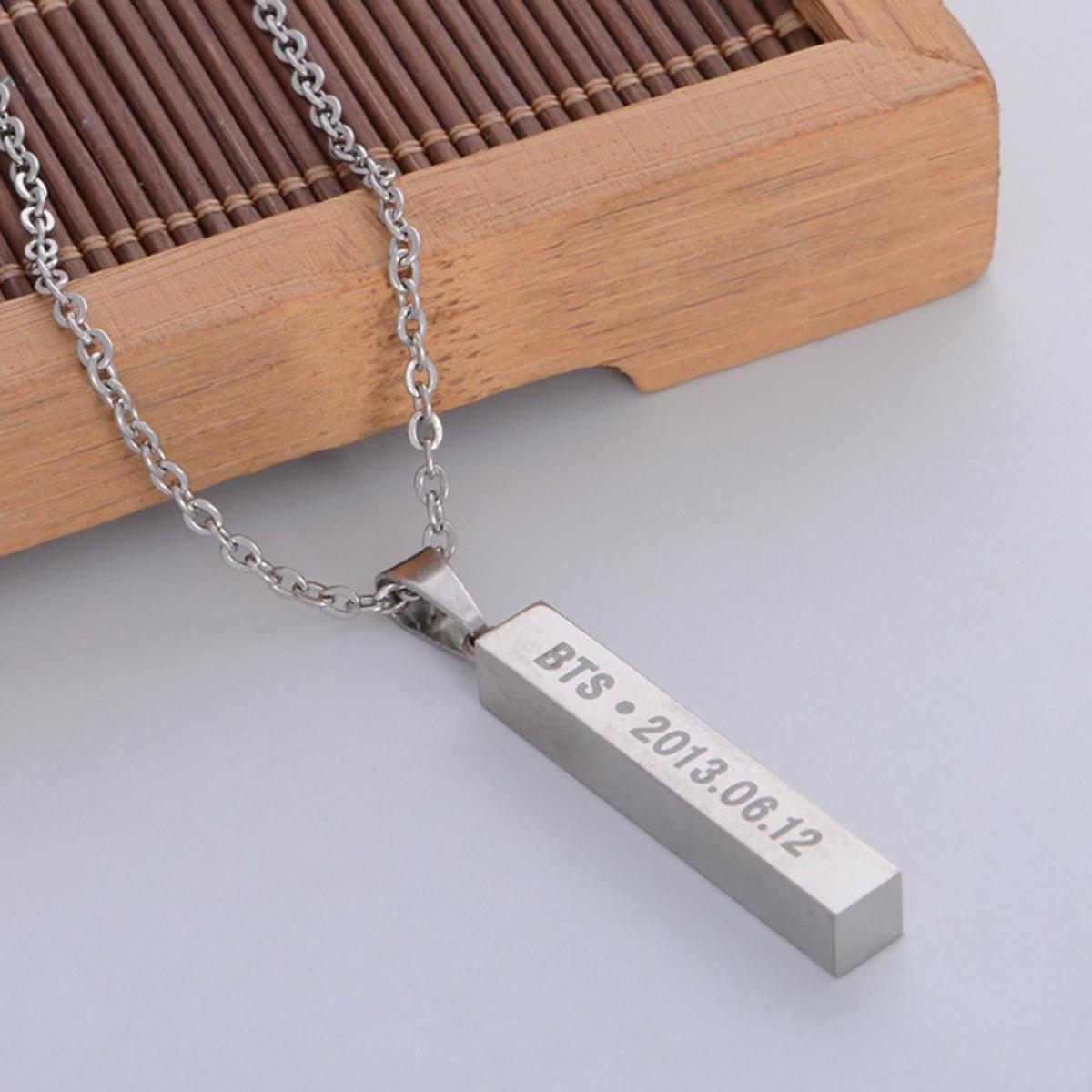 BTS Personalized Bar Necklace, Engraved with Member Name & Birthday/Debut Date, Pendant for ARMY Fans, Kpop Idol Jewelry Gift BTS
BTS Personalized Bar Necklace, Engraved with Member Name & Birthday/Debut Date, Pendant for ARMY Fans, Kpop Idol Jewelry Gift BTS