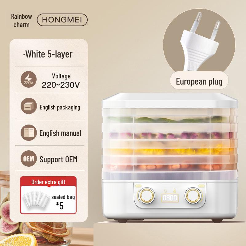 Пятислойный бытовой дегидратор для фруктов и закусок большой емкости
Пятислойный бытовой дегидратор для фруктов и закусок большой емкости