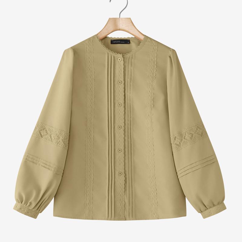 ZANZEA Women Casual Round Neck Lace Splice Long Sleeve Loose Blouse 2XL хакі
ZANZEA Women Casual Round Neck Lace Splice Long Sleeve Loose Blouse 2XL хакі