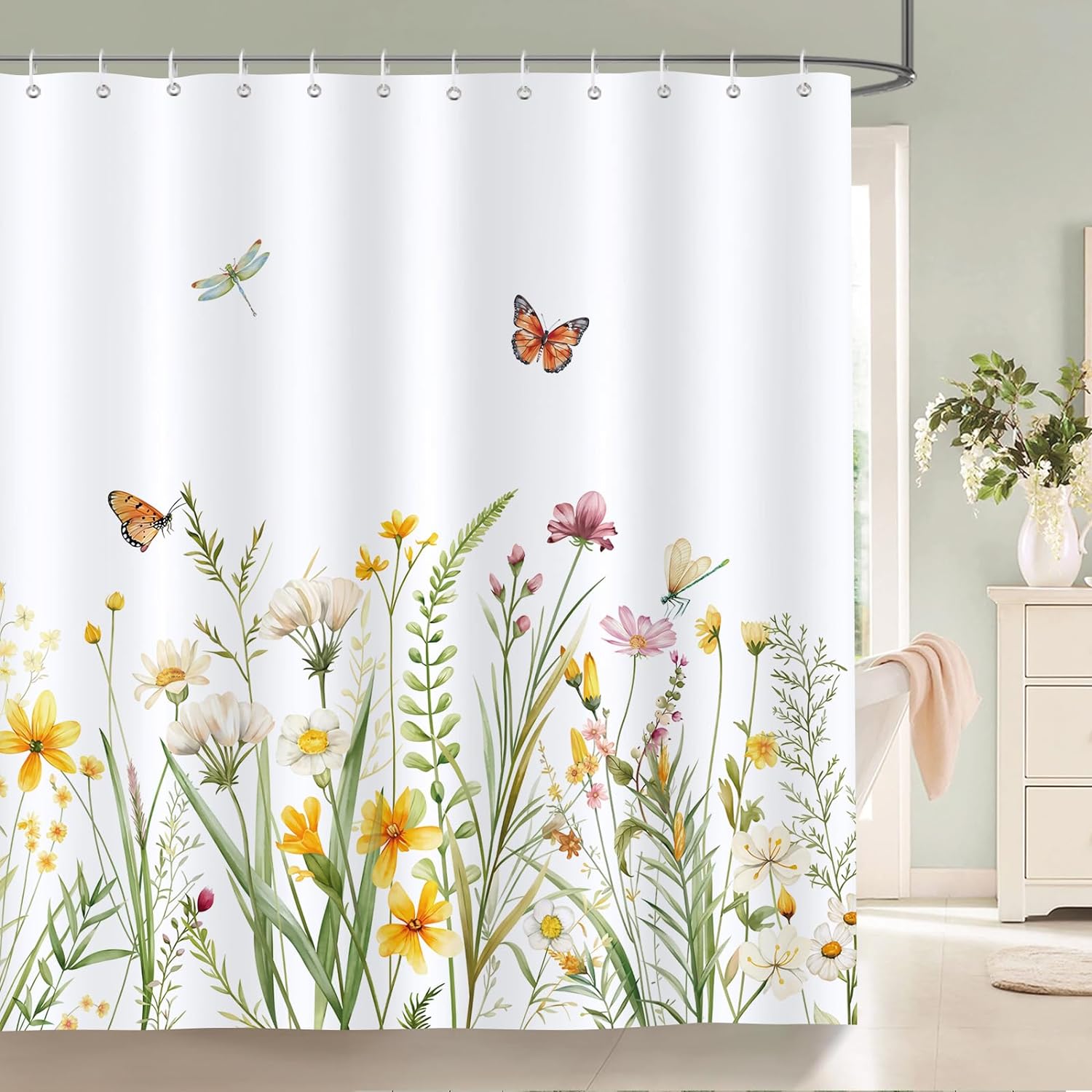 Green Leaves Birds Shower Curtain Spring Hanging Vine Watercolour Leaf Bath Curtains Polyester Fabric Bathroom Decor With Hooks W60H190(CM)-1 Pcs
Green Leaves Birds Shower Curtain Spring Hanging Vine Watercolour Leaf Bath Curtains Polyester Fabric Bathroom Decor With Hooks W60H190(CM)-1 Pcs