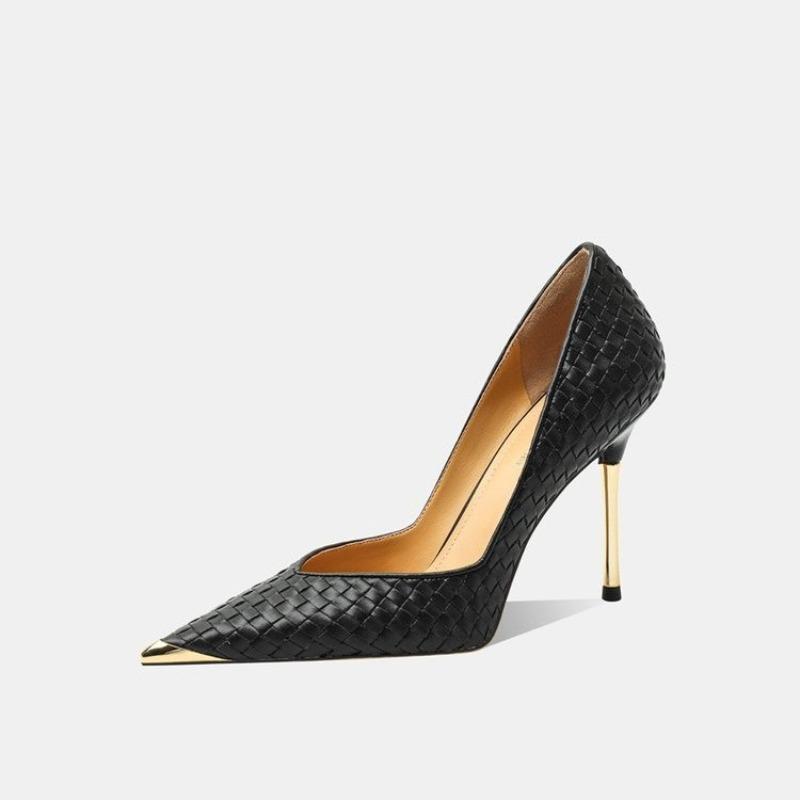 New Gold Woven Heels Pointed Toe Stiletto Shoes 43
New Gold Woven Heels Pointed Toe Stiletto Shoes 43