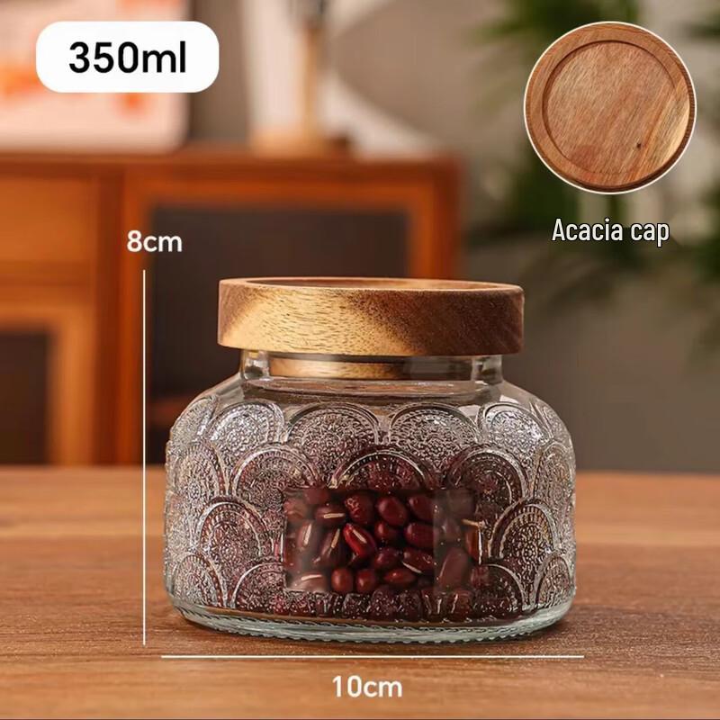 Glass Food Storage Jar with Acacia Wood Lid 350ML
Glass Food Storage Jar with Acacia Wood Lid 350ML
