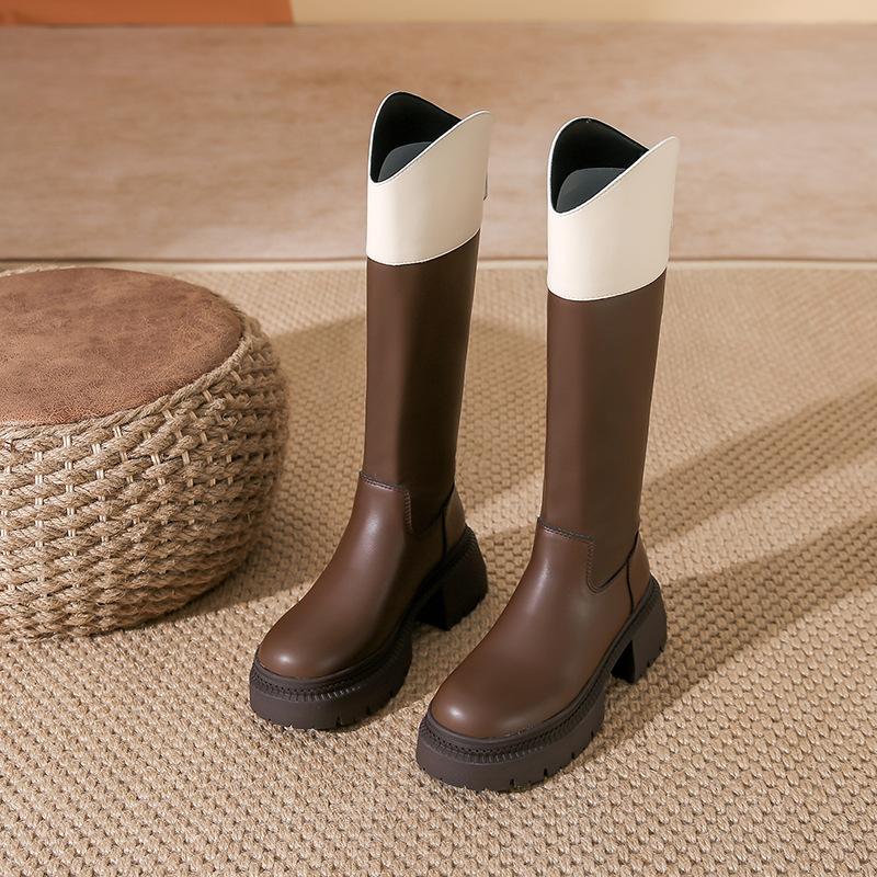 Boots women s winter new thick-soled color matching child knight boots children versatile but knee leather boots women 38
Boots women s winter new thick-soled color matching child knight boots children versatile but knee leather boots women 38