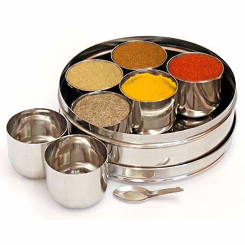YADNESH Spice Box, Stainless Steel Masala Dhaba Spice Box, Spice Container, Masala Dhaba, 7 Compartments, Indian Spice Box, Kitchen Spice Box, Spice B
YADNESH Spice Box, Stainless Steel Masala Dhaba Spice Box, Spice Container, Masala Dhaba, 7 Compartments, Indian Spice Box, Kitchen Spice Box, Spice B
