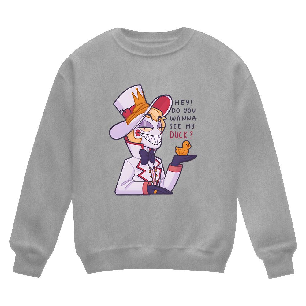 Hey!Do You Wanna See My Duck Cartoon Print Crewneck Shirts HazbinHotel Lucifer Fuuny Casual Pullovers Fall Women Men Sweatshirt M сірий колір
Hey!Do You Wanna See My Duck Cartoon Print Crewneck Shirts HazbinHotel Lucifer Fuuny Casual Pullovers Fall Women Men Sweatshirt M сірий колір