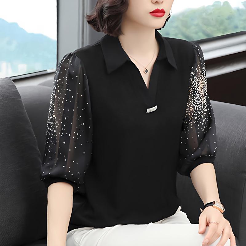 Women S Polka Dot Print Three-Quarter Sleeve Pullover Shirt Loose Top for Summer T-Shirt for To Party Wear, Elegant Chiffon Patchwork Smock Top 4XL
Women S Polka Dot Print Three-Quarter Sleeve Pullover Shirt Loose Top for Summer T-Shirt for To Party Wear, Elegant Chiffon Patchwork Smock Top 4XL