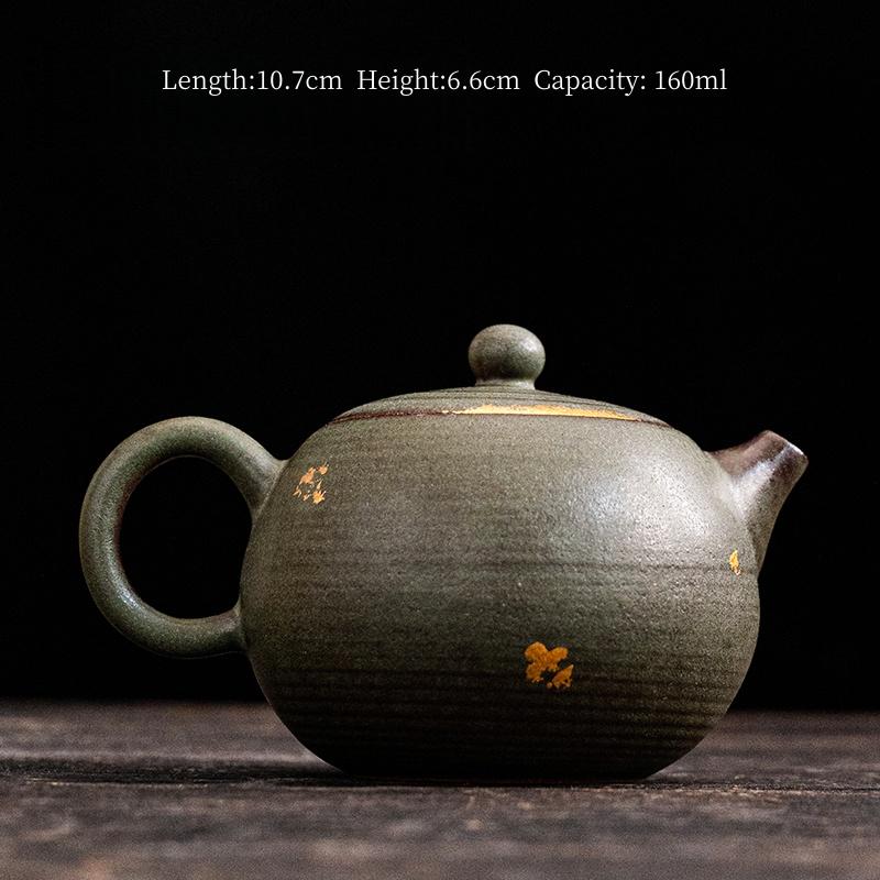 160ml Gilded Iron Glazed Old Rock Mud Teapot Handmade Rough Pottery Vintage Tea Kettle Tea Making Tea Ceremony
160ml Gilded Iron Glazed Old Rock Mud Teapot Handmade Rough Pottery Vintage Tea Kettle Tea Making Tea Ceremony