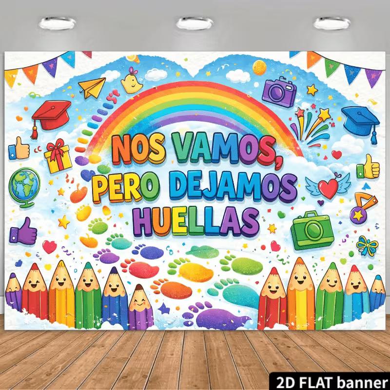 2D Preschool Graduation Backdrop Spanish Nos Vamos Pero Dejamos Huellas Party Banner 47.2x31.5inch/120*80cm
2D Preschool Graduation Backdrop Spanish Nos Vamos Pero Dejamos Huellas Party Banner 47.2x31.5inch/120*80cm