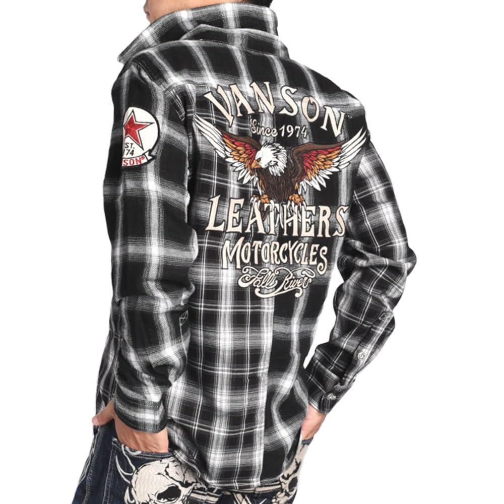 Vanson 2025 Fall/Winter Long Sleeve Shirt with Eagle Embroidery and Patch, Multicolor Check Shirt, NVSL-2503 (JP, Alphabet, XL, Black/Off White)
Vanson 2025 Fall/Winter Long Sleeve Shirt with Eagle Embroidery and Patch, Multicolor Check Shirt, NVSL-2503 (JP, Alphabet, XL, Black/Off White)