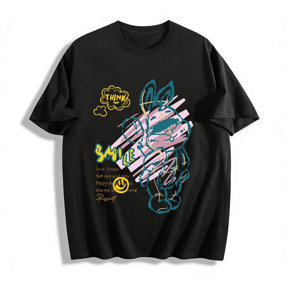 Cartoon Doodle Rabbit Print T-shirt Casual Loose Cotton Crewneck Top Cute Trendy Daily Wear For Men Women Pure cotton T-shirt XXS
Cartoon Doodle Rabbit Print T-shirt Casual Loose Cotton Crewneck Top Cute Trendy Daily Wear For Men Women Pure cotton T-shirt XXS