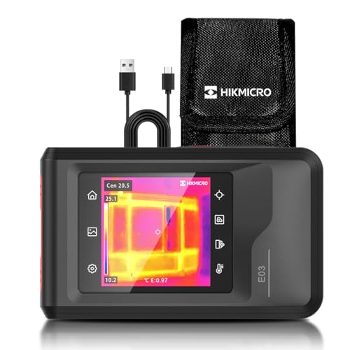 HIKMICRO E03 Thermal Imager Camera, 240 x 240 SuperIR Resolution, Infrared Camera, Visible Light Camera, Video Recording, 25 Hz Frame Rate, 3.5 Touch
HIKMICRO E03 Thermal Imager Camera, 240 x 240 SuperIR Resolution, Infrared Camera, Visible Light Camera, Video Recording, 25 Hz Frame Rate, 3.5 Touch
